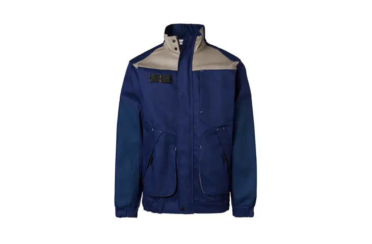 Blue and grey bomber jacket