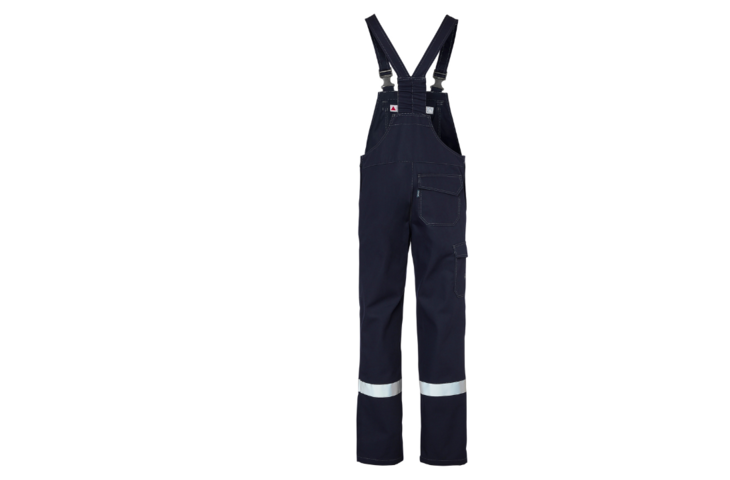 Cotte de travail marine PROMEGA avec bandes rétroréfléchissantes - dos