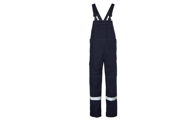 Cotte de travail marine PROMEGA avec bandes rétroréfléchissantes - face