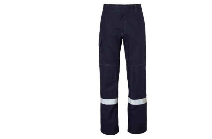 Pantalon de travail PROMEGA marine avec bandes rétroréfléchissantes - face