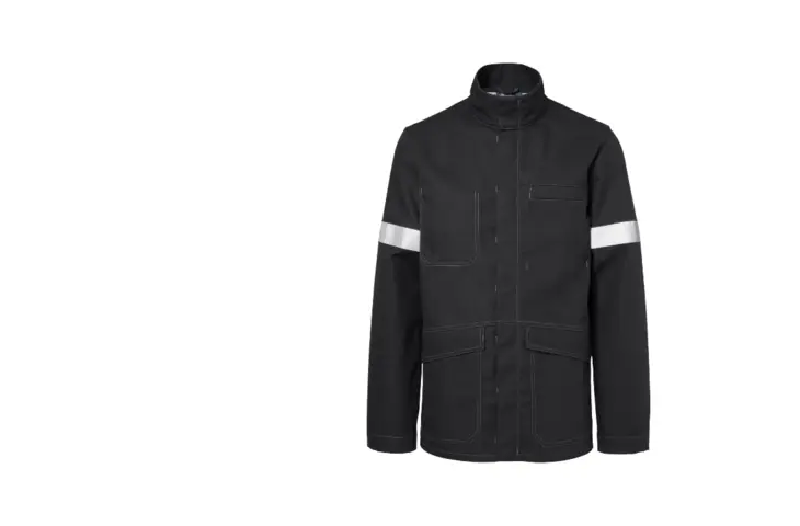 Veste de travail PROMEGA grise avec bandes rétroréfléchissantes - face