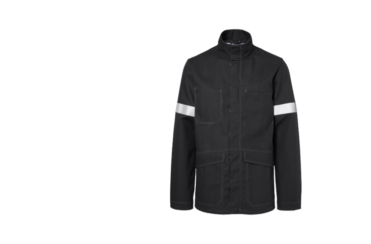 Veste de travail PROMEGA grise avec bandes rétroréfléchissantes - face