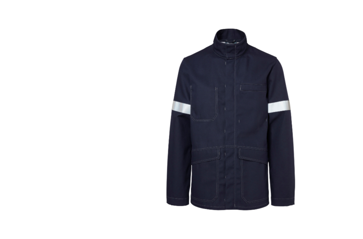 Veste de travail PROMEGA marine avec bandes rétroréfléchissantes - face